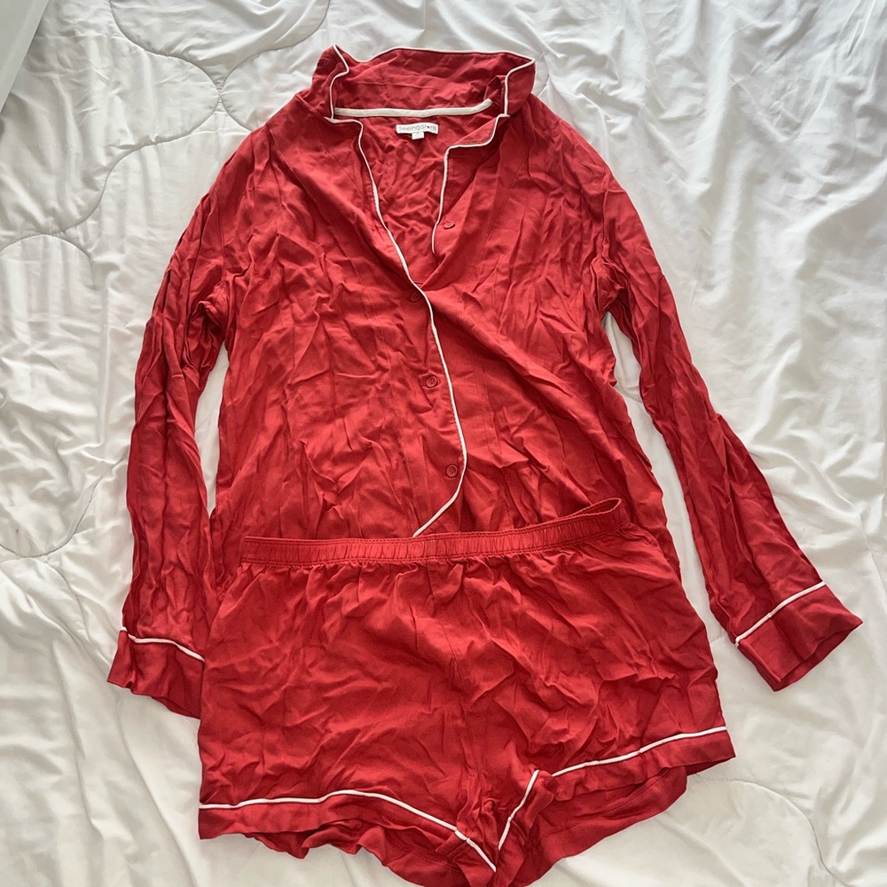 Pink Women's Two-Piece Pajama Set - Size M